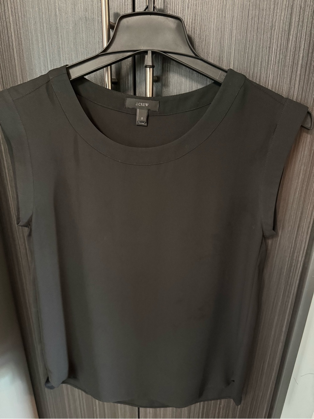 J Crew Black Drapey Cap-Sleeve Blouse Top Size 2